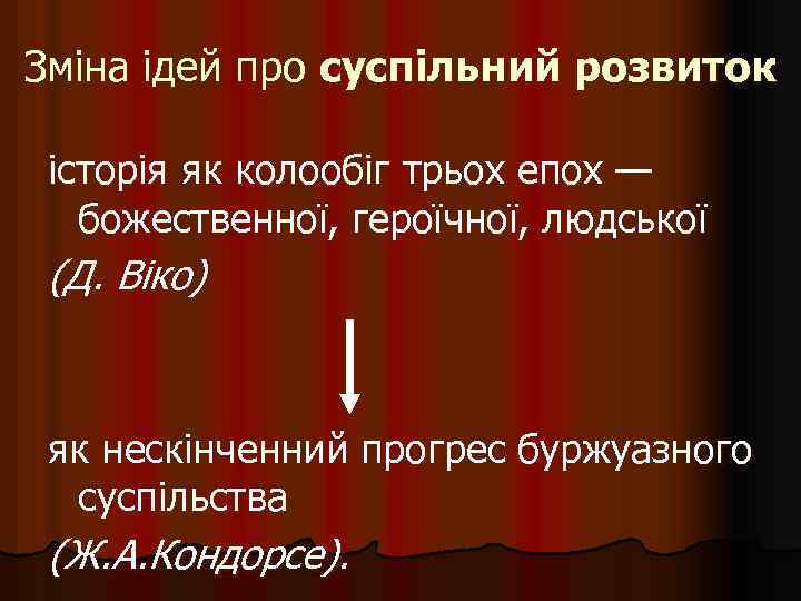 Зміна ідей про суспільний розвиток історія як колообіг трьох епох — божественної, героїчної, людської