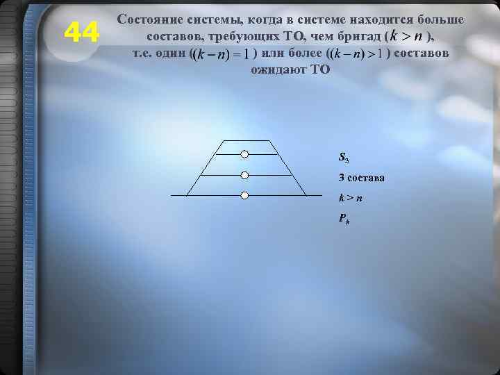 44 Состояние системы, когда в системе находится больше составов, требующих ТО, чем бригад (