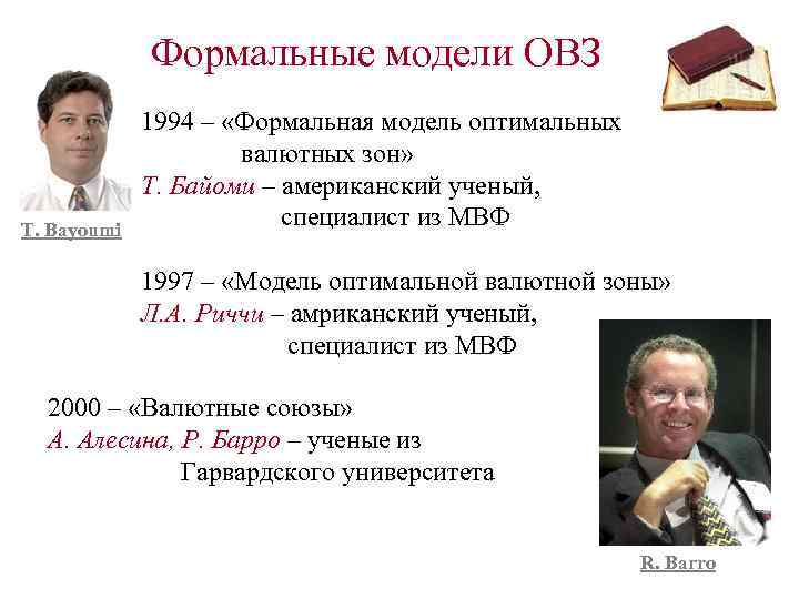 Формальные модели ОВЗ T. Bayoumi 1994 – «Формальная модель оптимальных валютных зон» Т. Байоми