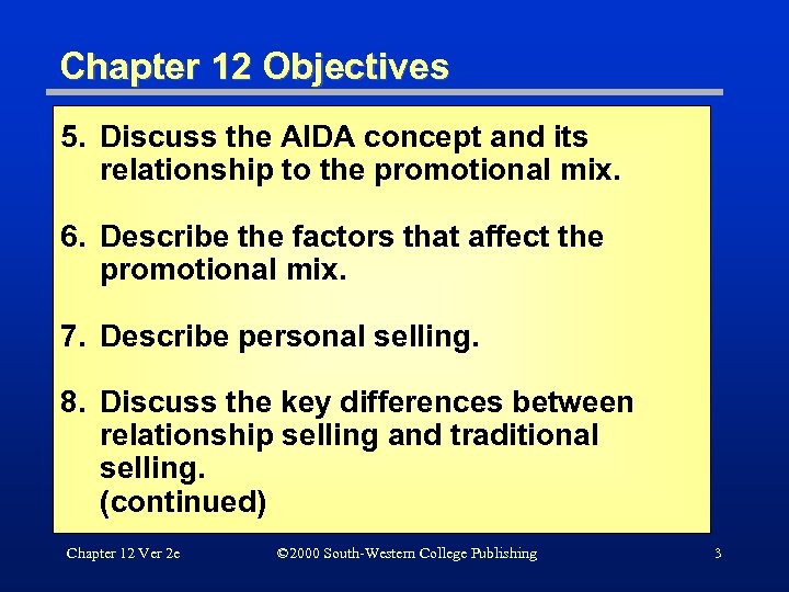 Chapter 12 Objectives 5. Discuss the AIDA concept and its relationship to the promotional