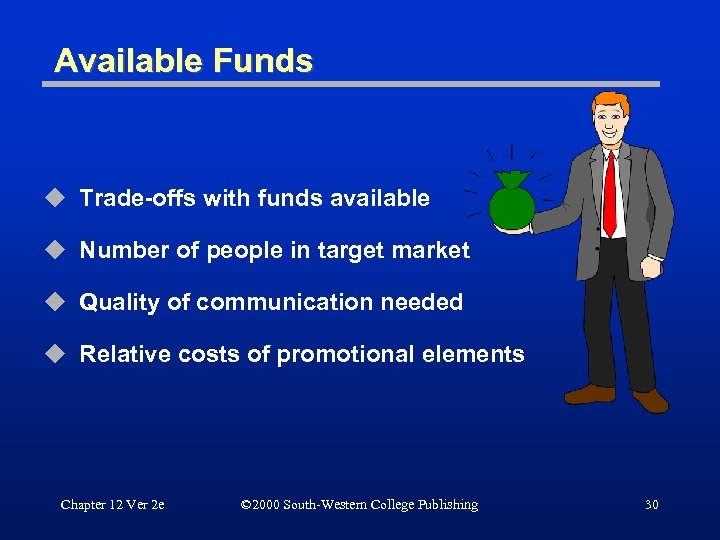 Available Funds u Trade-offs with funds available u Number of people in target market