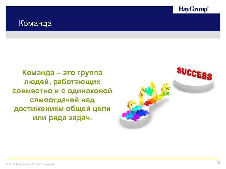 Команда – это группа людей, работающих совместно и с одинаковой самоотдачей над достижением общей