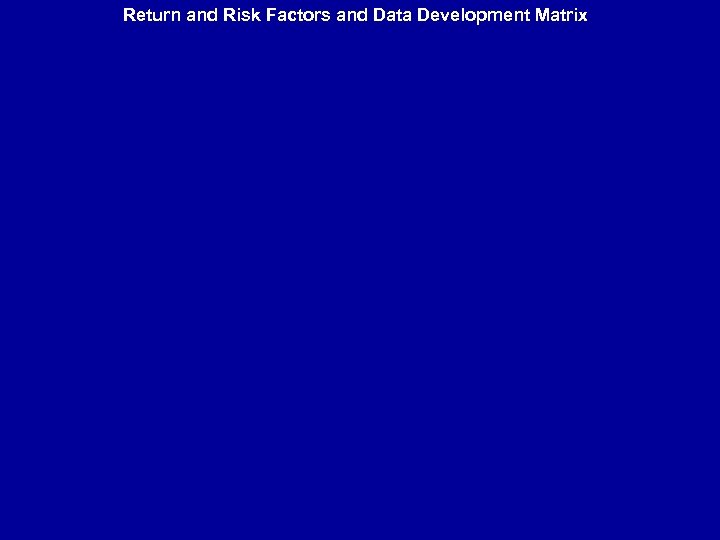 Return and Risk Factors and Data Development Matrix 