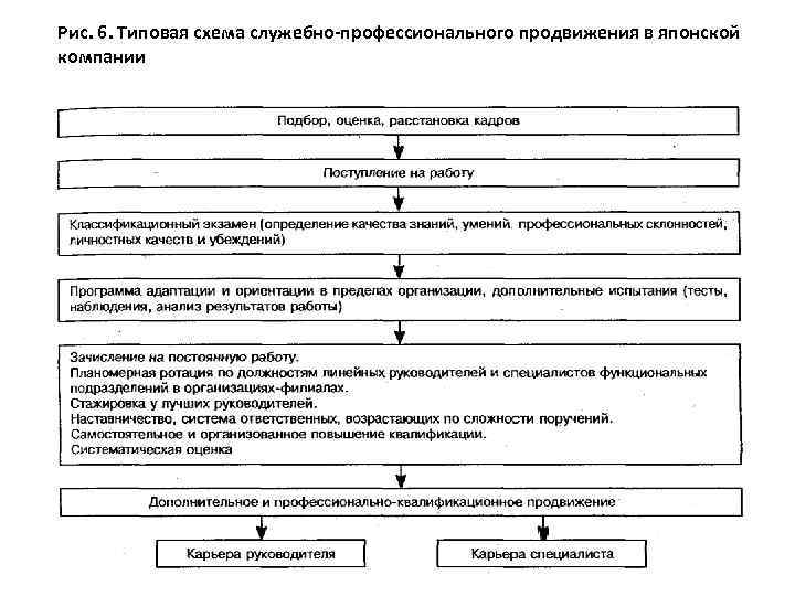 Рис. 6. Типовая схема служебно-профессионального продвижения в японской компании 