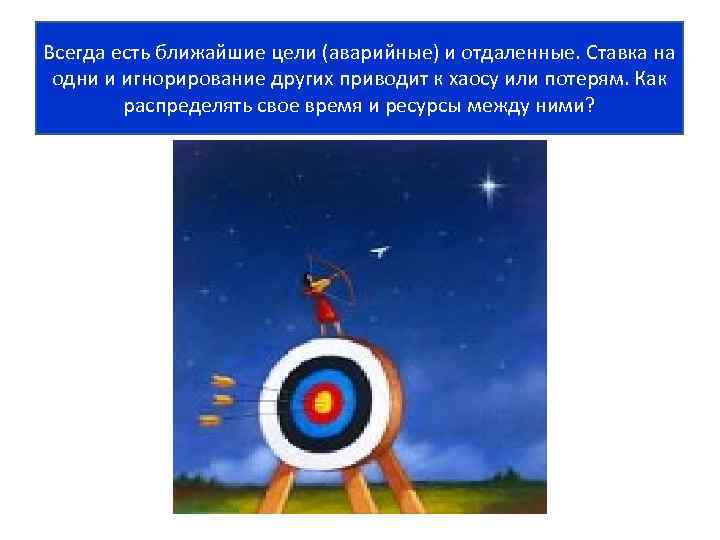 Всегда есть ближайшие цели (аварийные) и отдаленные. Ставка на одни и игнорирование других приводит