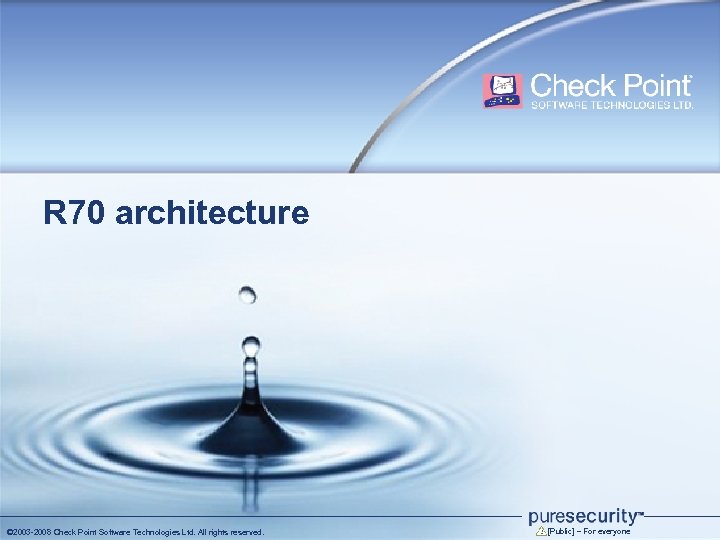 R 70 architecture © 2003 -2008 Check Point Software Technologies Ltd. All rights reserved.