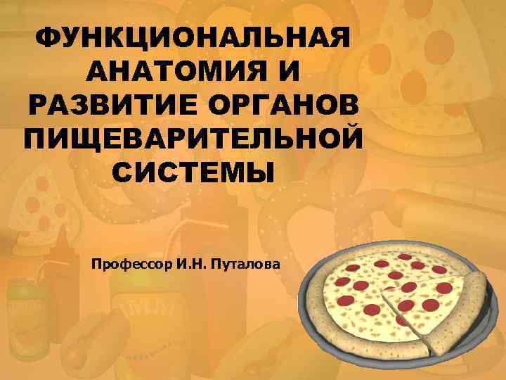 ФУНКЦИОНАЛЬНАЯ АНАТОМИЯ И РАЗВИТИЕ ОРГАНОВ ПИЩЕВАРИТЕЛЬНОЙ СИСТЕМЫ Профессор И. Н. Путалова 