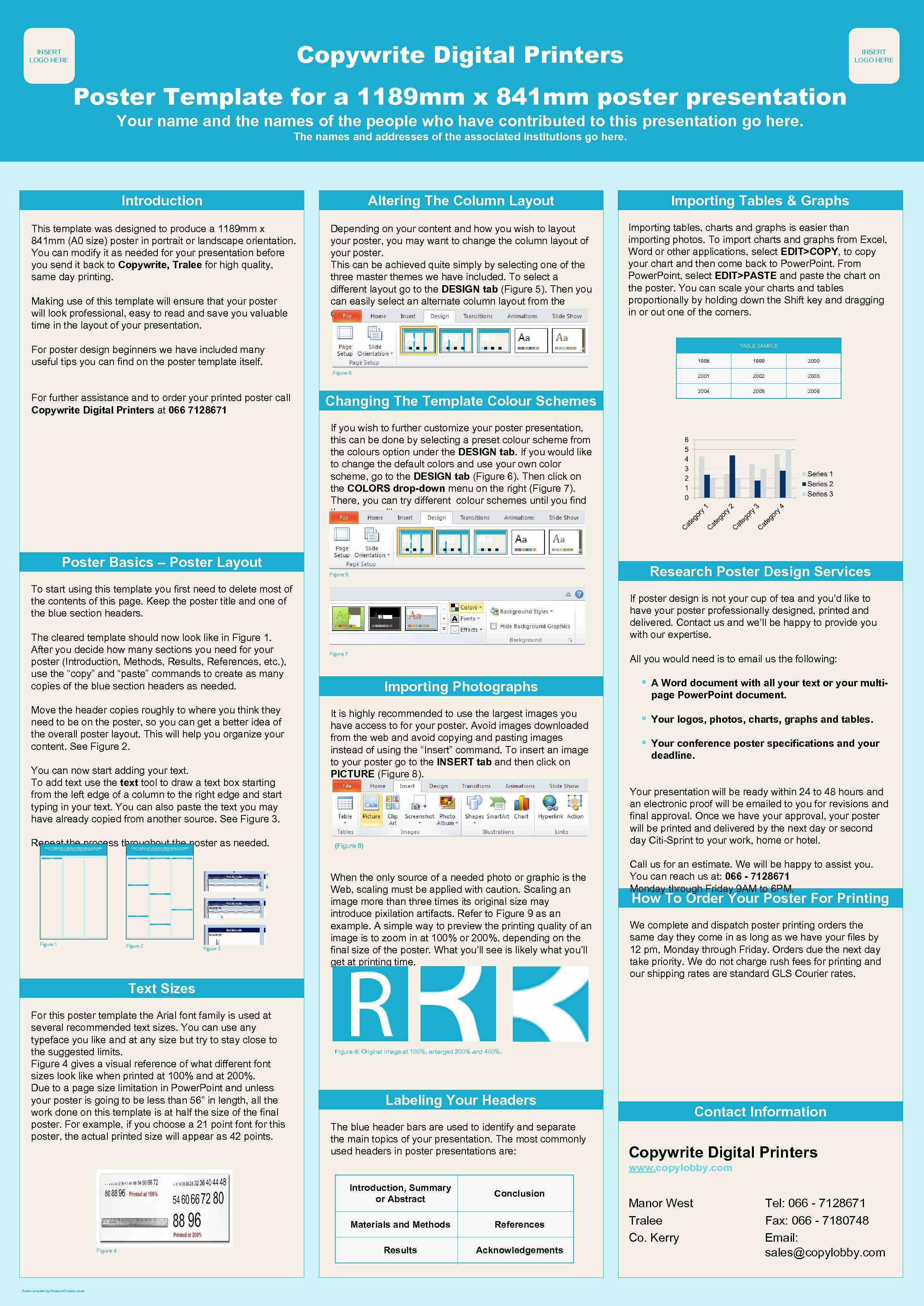 Copywrite Digital Printers INSERT LOGO HERE Poster Template for a 1189 mm x 841