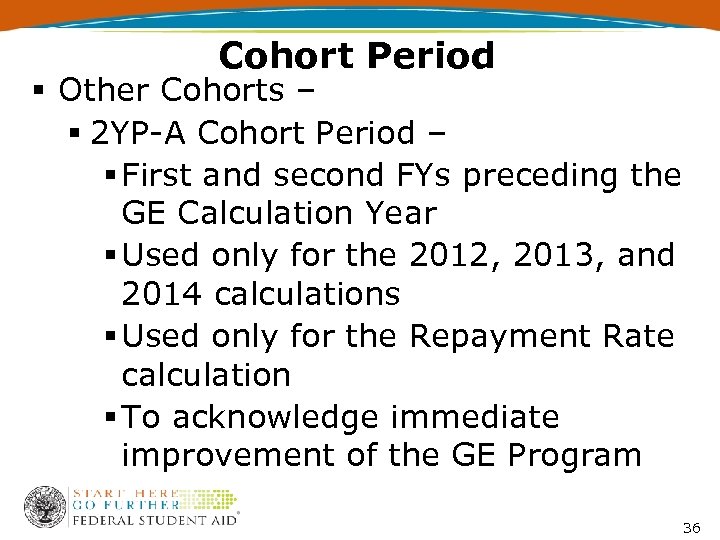 Cohort Period § Other Cohorts – § 2 YP-A Cohort Period – § First