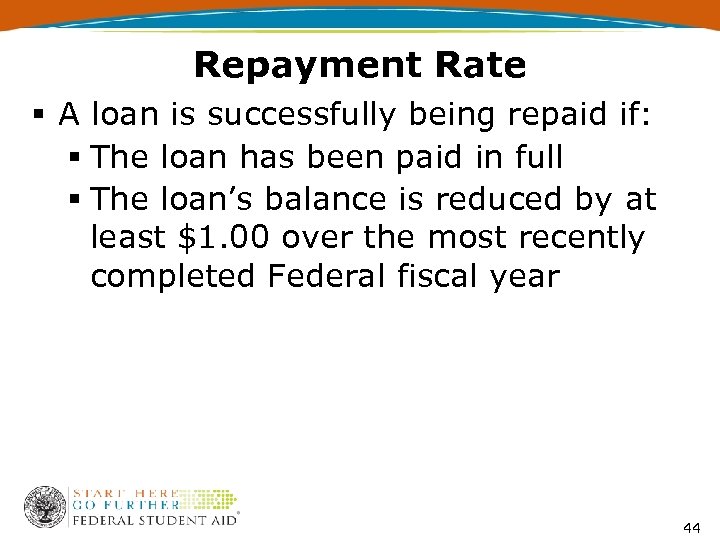 Repayment Rate § A loan is successfully being repaid if: § The loan has