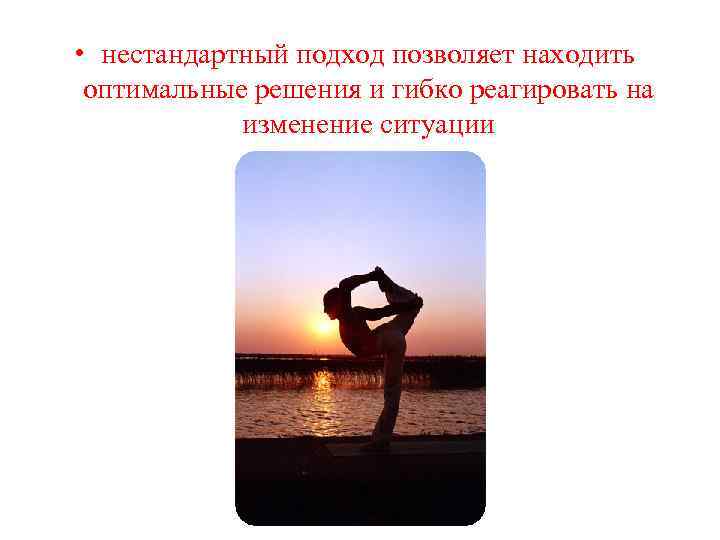  • нестандартный подход позволяет находить оптимальные решения и гибко реагировать на изменение ситуации