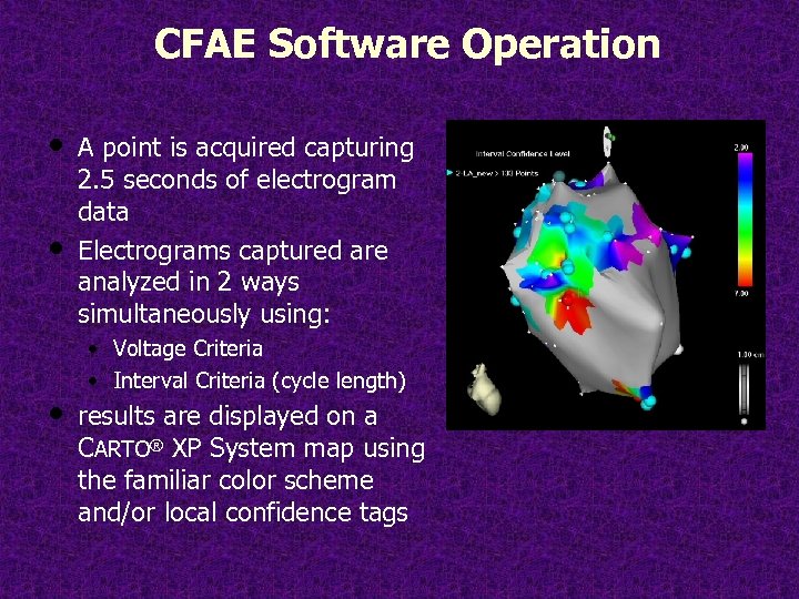 CFAE Software Operation • • • A point is acquired capturing 2. 5 seconds