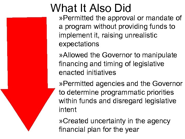 What It Also Did » Permitted the approval or mandate of a program without