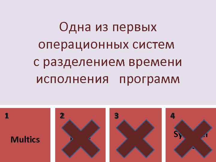 Одна из первых операционных систем с разделением времени исполнения программ 1 2 Multics 3
