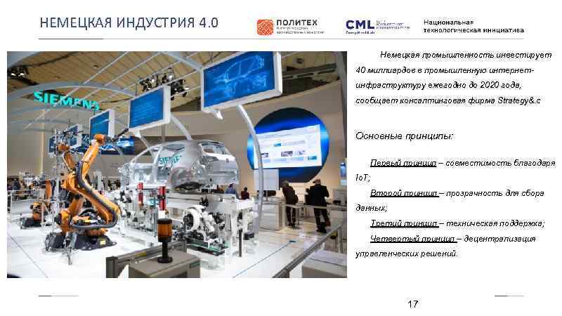НЕМЕЦКАЯ ИНДУСТРИЯ 4. 0 Немецкая промышленность инвестирует 40 миллиардов в промышленную интернетинфраструктуру ежегодно до