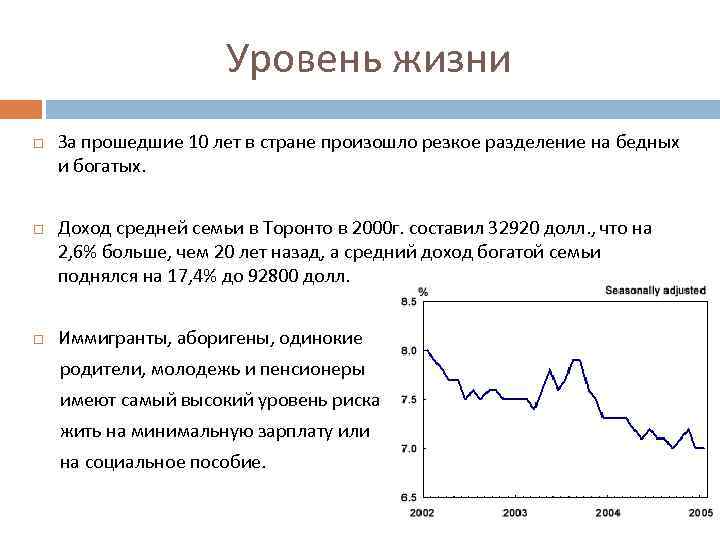 Уровень жизни За прошедшие 10 лет в стране произошло резкое разделение на бедных и