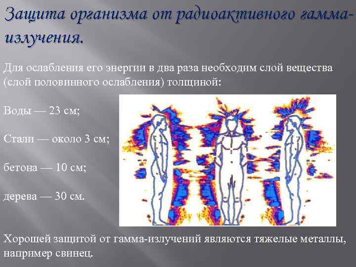 Защита организма от радиоактивного гаммаизлучения. Для ослабления его энергии в два раза необходим слой