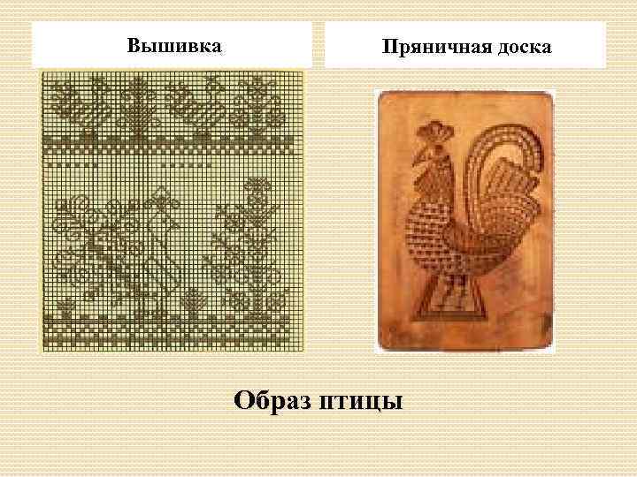 Вышивка Пряничная доска Образ птицы 