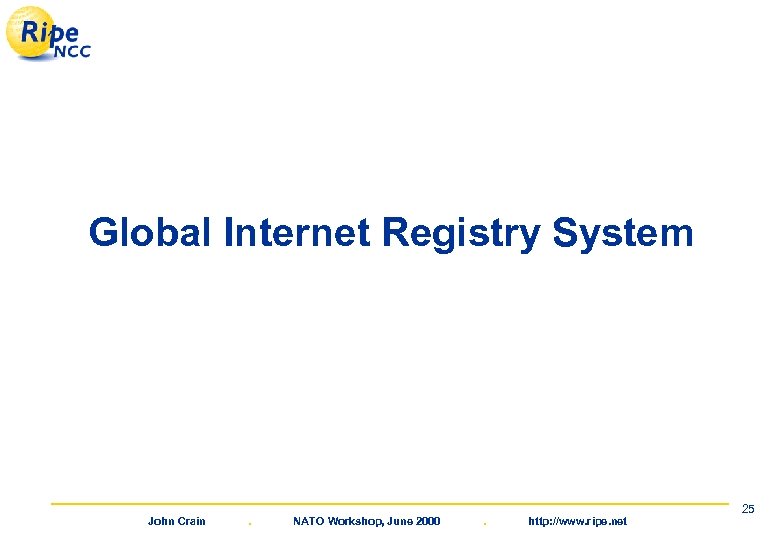 Global Internet Registry System John Crain . NATO Workshop, June 2000 . http: //www.