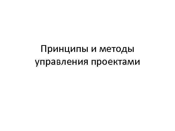 Принципы и методы управления проектами 