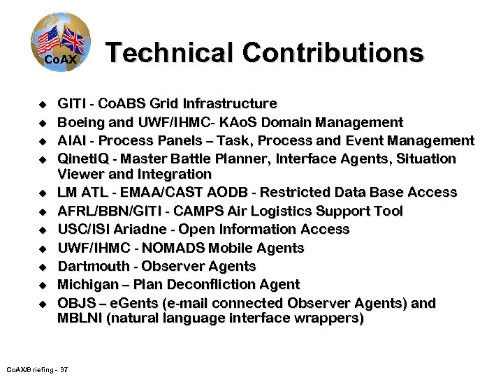 Co. AX u u u Technical Contributions GITI - Co. ABS Grid Infrastructure Boeing