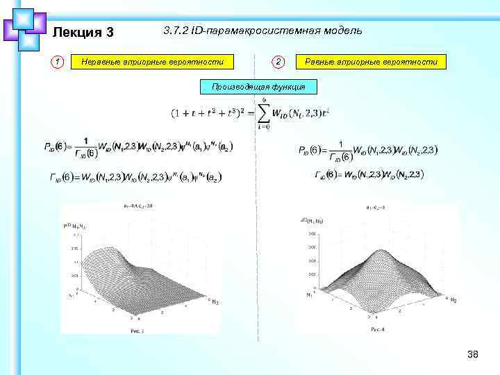 Лекция 3 1 3. 7. 2 ID-парамакросистемная модель Неравные априорные вероятности 2 Равные априорные