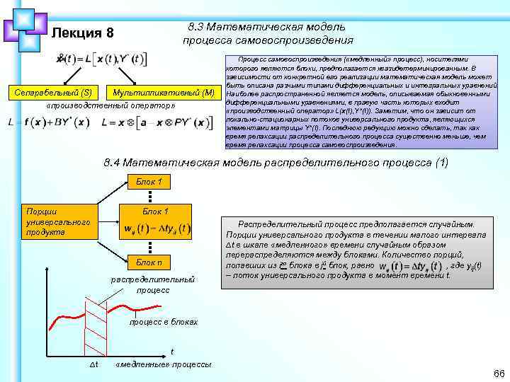 8. 3 Математическая модель процесса самовоспроизведения Лекция 8 Процесс самовоспроизведения ( «медленный» процесс), носителями