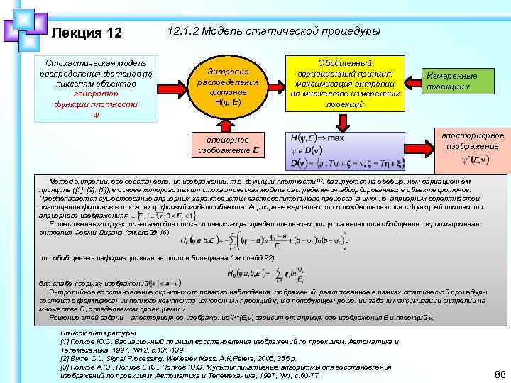 Лекция 12 Стохастическая модель распределения фотонов по пикселям объектов генератор функции плотности ψ 12.