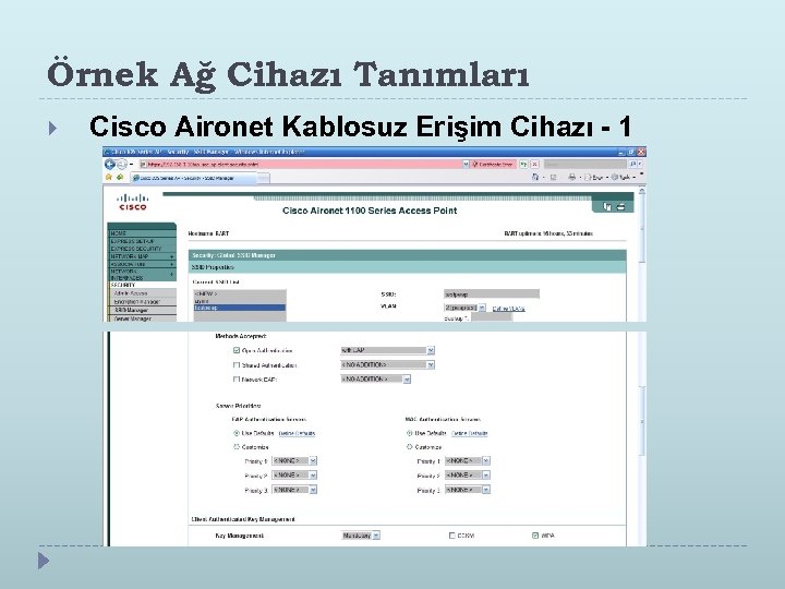 Örnek Ağ Cihazı Tanımları Cisco Aironet Kablosuz Erişim Cihazı - 1 