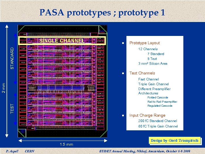 PASA prototypes ; prototype 1 SINGLE CHANNEL l Prototype Layout STANDARD » » l