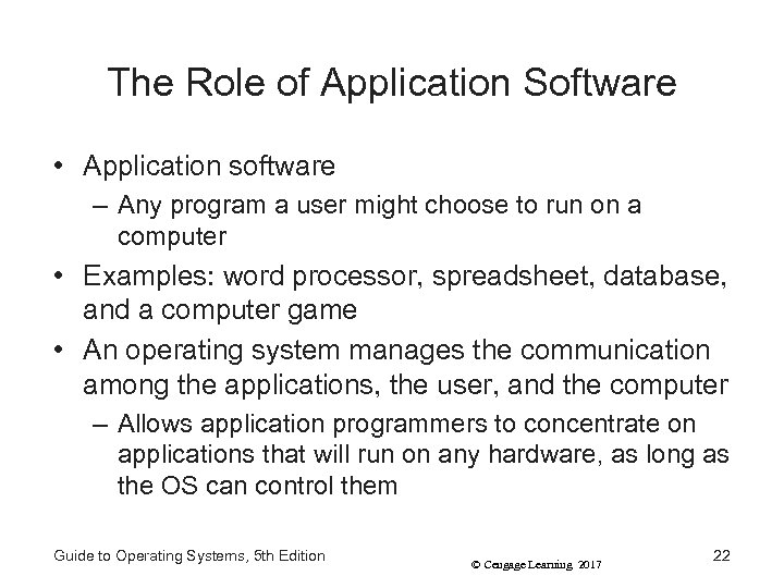 The Role of Application Software • Application software – Any program a user might