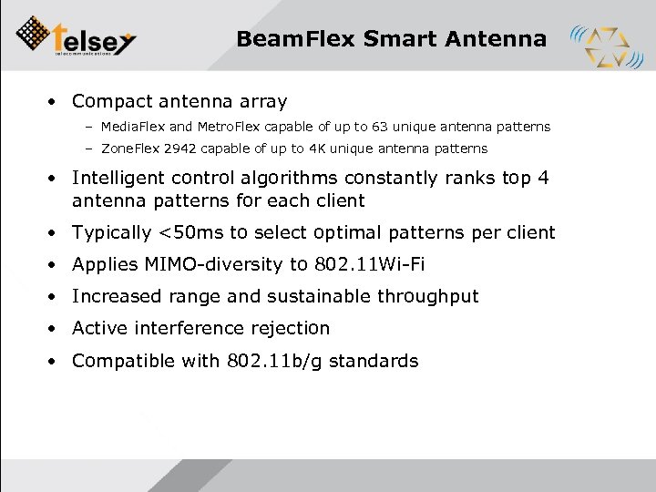 Beam. Flex Smart Antenna • Compact antenna array – Media. Flex and Metro. Flex