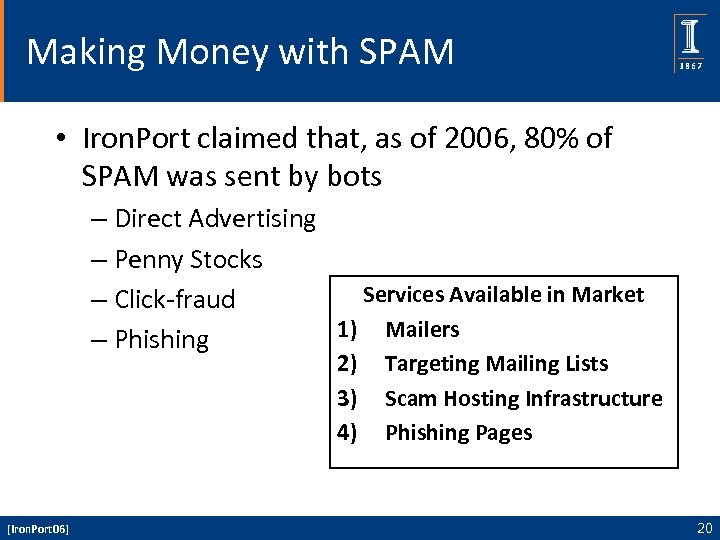 Making Money with SPAM • Iron. Port claimed that, as of 2006, 80% of