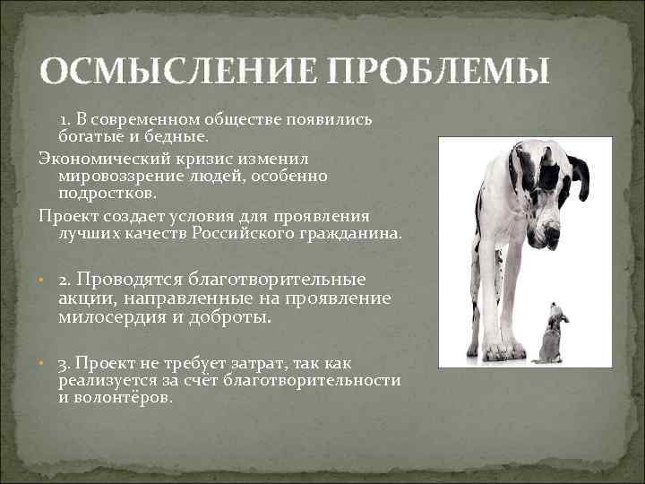 ОСМЫСЛЕНИЕ ПРОБЛЕМЫ 1. В современном обществе появились богатые и бедные. Экономический кризис изменил мировоззрение