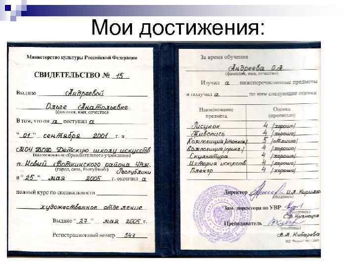 Мои достижения: 