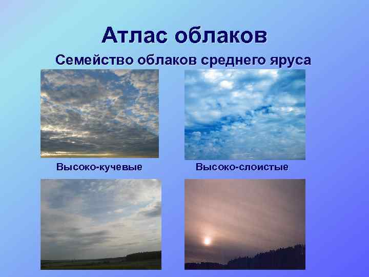 Виды облаков для дошкольников фото и название
