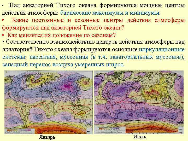 Центры действия атмосферы карта