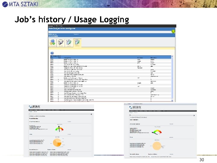 Job’s history / Usage Logging 30 