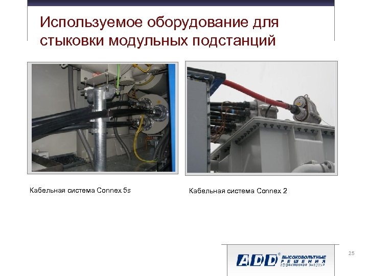 Используемое оборудование для стыковки модульных подстанций Кабельная система Connex 5 s Кабельная система Connex