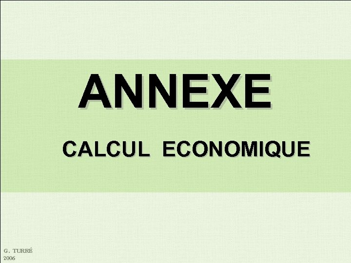 ANNEXE CALCUL ECONOMIQUE G. TURRÉ 2006 