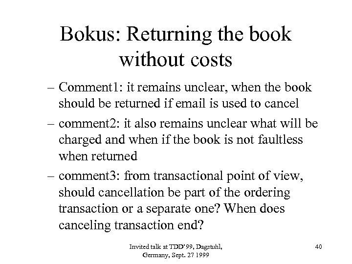 Bokus: Returning the book without costs – Comment 1: it remains unclear, when the