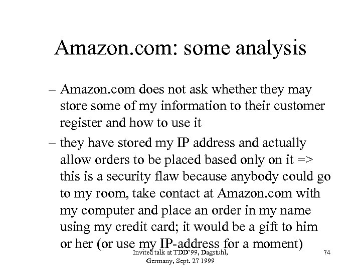 Amazon. com: some analysis – Amazon. com does not ask whether they may store