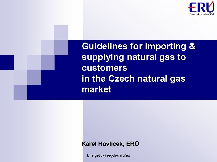 Guidelines for importing & supplying natural gas to customers in the Czech natural gas