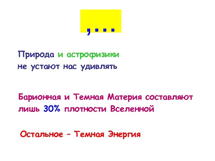 , . . . Природа и астрофизики не устают нас удивлять Барионная и Темная