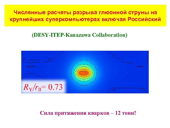 Численные расчеты разрыва глюонной струны на крупнейших суперкомпьютерах включая Российский (DESY-ITEP-Kanazawa Collaboration) Сила притяжения