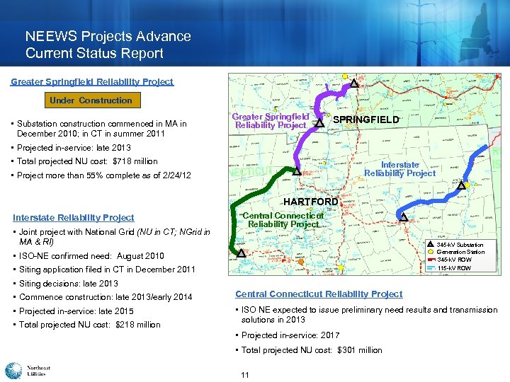 NEEWS Projects Advance Current Status Report Greater Springfield Reliability Project Under Construction • Substation