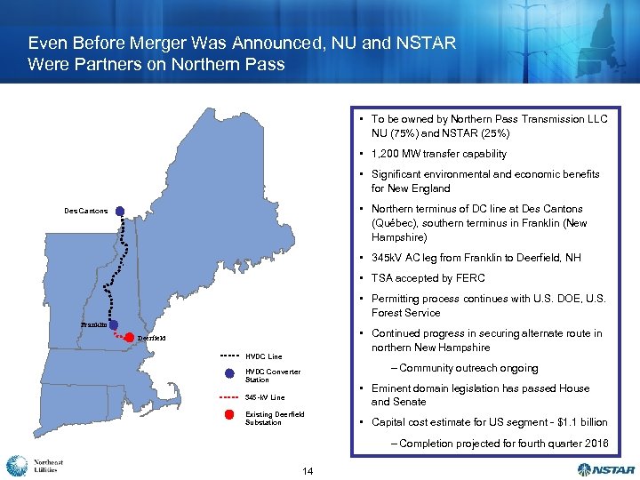 Even Before Merger Was Announced, NU and NSTAR Were Partners on Northern Pass •