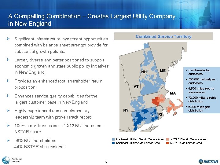 A Compelling Combination – Creates Largest Utility Company in New England Ø Significant infrastructure