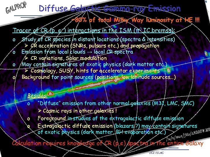 GLAST LAT Project Diffuse Galactic Gamma-ray Emission ~80% of total Milky Way luminosity at