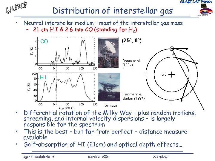 GLAST LAT Project Distribution of interstellar gas • Neutral interstellar medium – most of